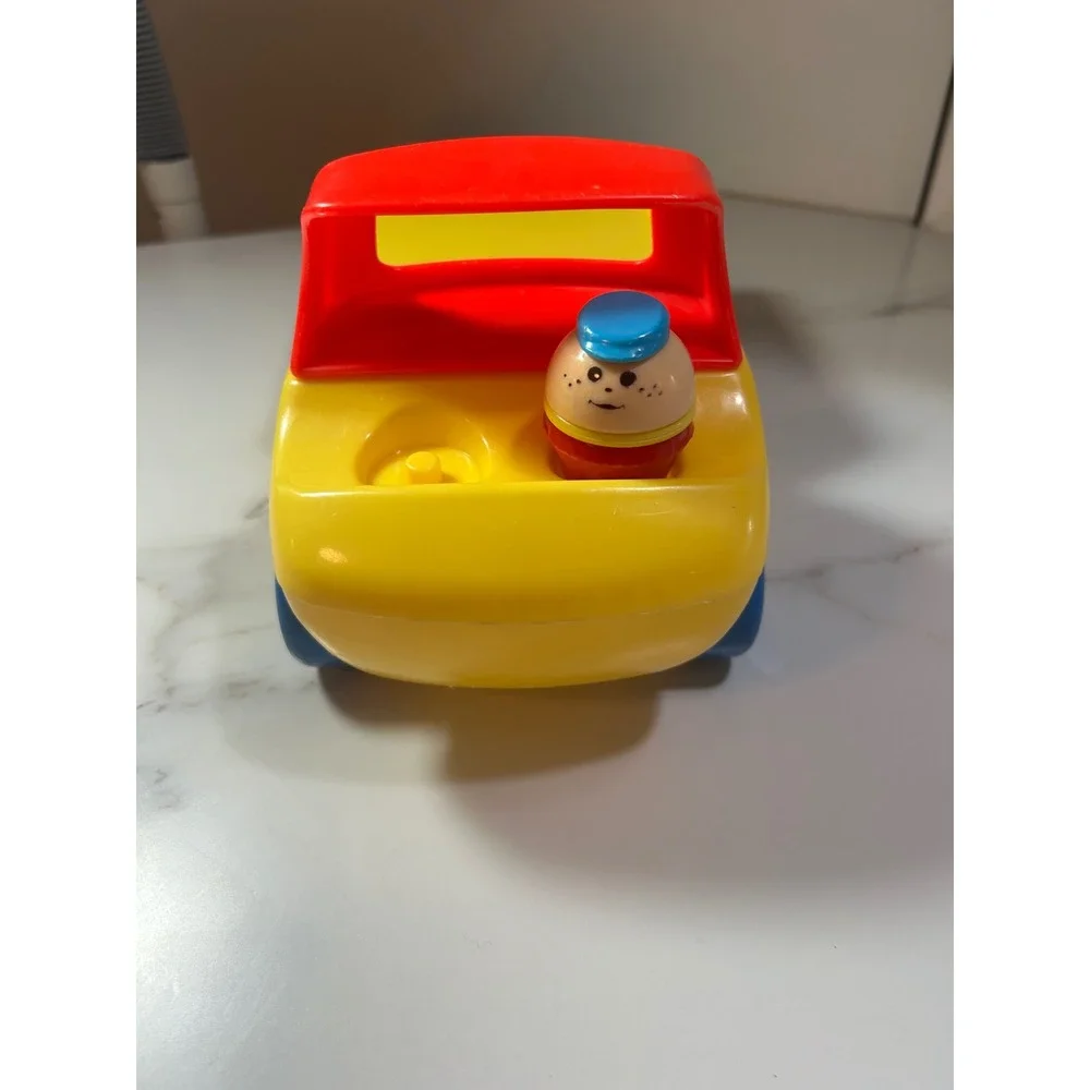 Vintage 1985 Little Tikes Yellow Flatbed Truck with Driver Figure Primary Colors
